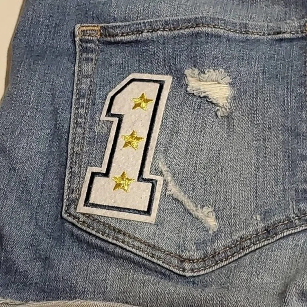 Express Jean Shorts Distressed Patches Size 4
